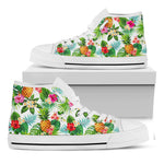 Tropical Aloha Pineapple Pattern Print White High Top Sneakers