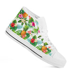 Tropical Aloha Pineapple Pattern Print White High Top Sneakers