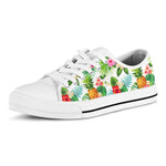 Tropical Aloha Pineapple Pattern Print White Low Top Sneakers
