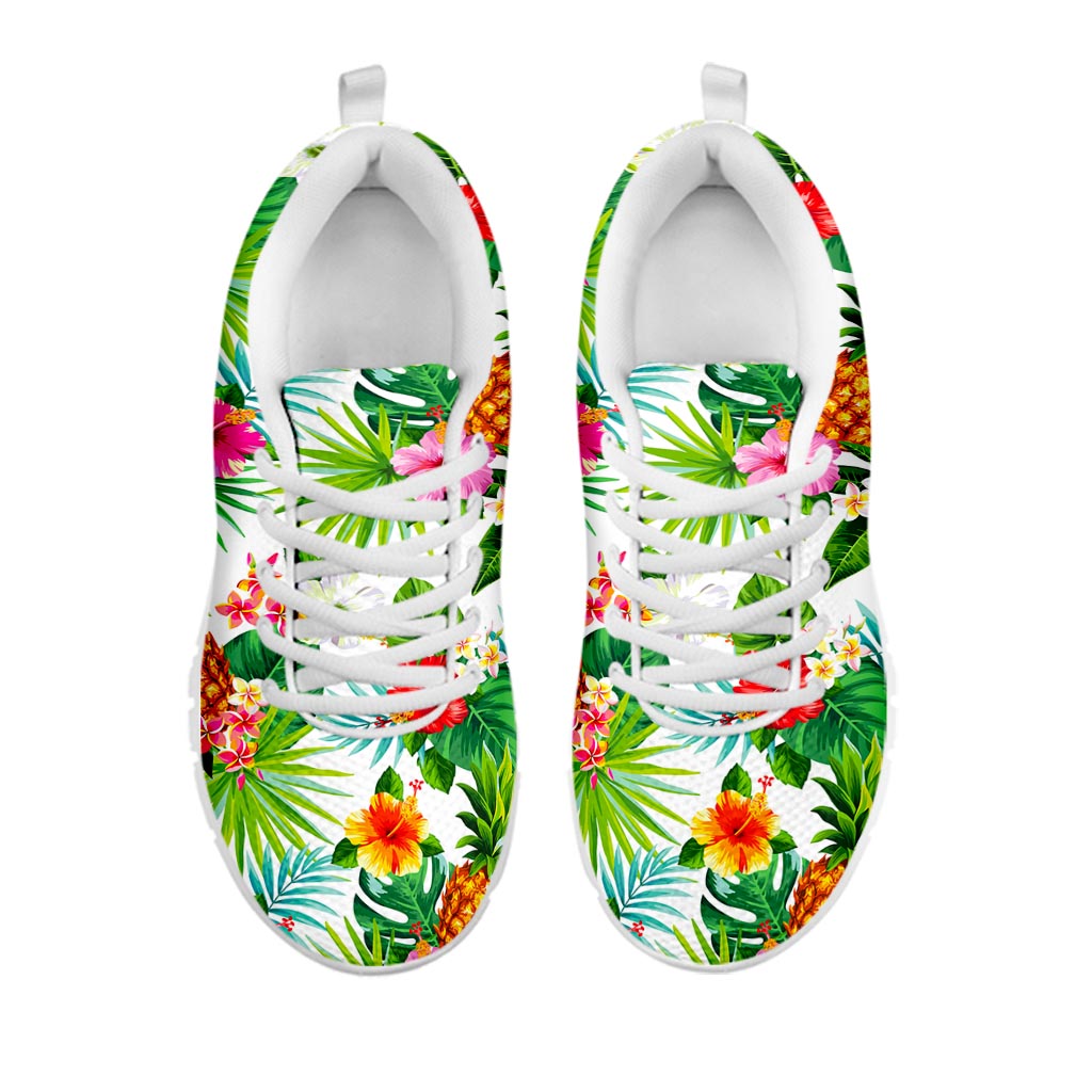 Tropical Aloha Pineapple Pattern Print White Running Shoes