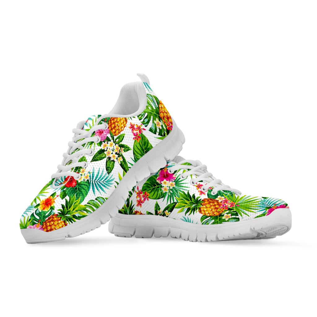 Tropical Aloha Pineapple Pattern Print White Running Shoes