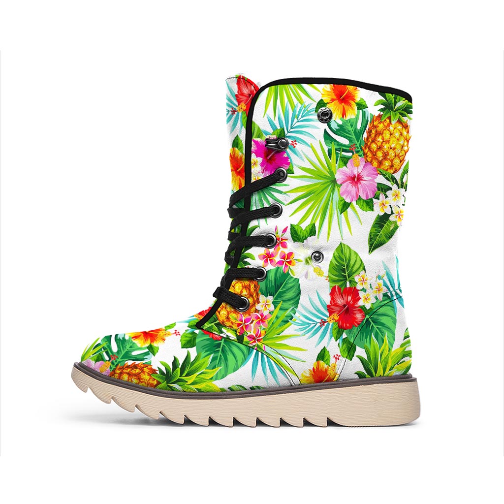 Tropical Aloha Pineapple Pattern Print Winter Boots