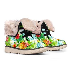 Tropical Aloha Pineapple Pattern Print Winter Boots