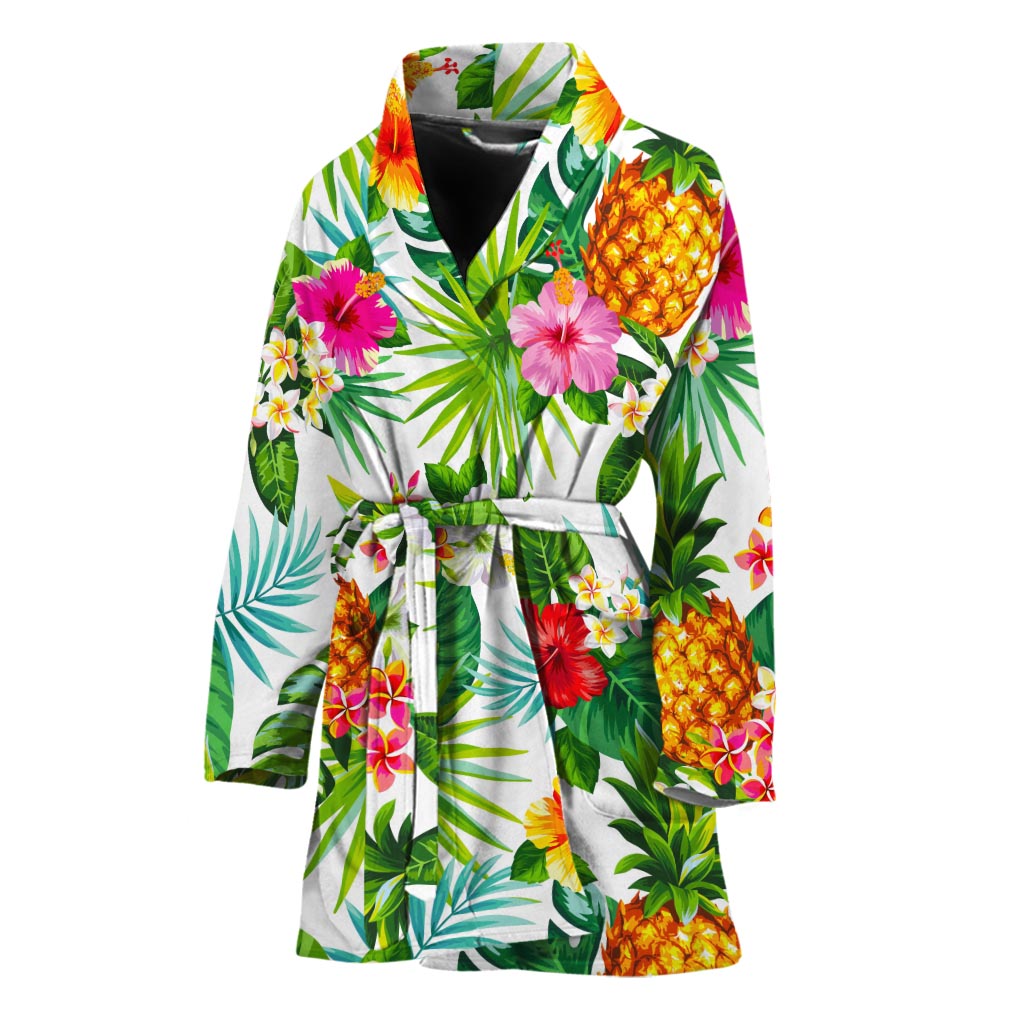 Tropical Aloha Pineapple Pattern Print Women's Bathrobe