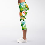 Tropical Aloha Pineapple Pattern Print Women's Capri Leggings