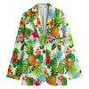 Tropical Aloha Pineapple Pattern Print Women's Cotton Blazer