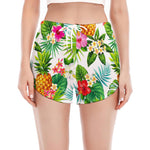 Tropical Aloha Pineapple Pattern Print Women's Split Running Shorts