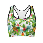 Tropical Aloha Pineapple Pattern Print Women's Sports Bra