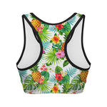 Tropical Aloha Pineapple Pattern Print Women's Sports Bra