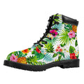 Tropical Aloha Pineapple Pattern Print Padded Collar Lace Up Boots