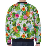 Tropical Aloha Pineapple Pattern Print Zip Sleeve Bomber Jacket