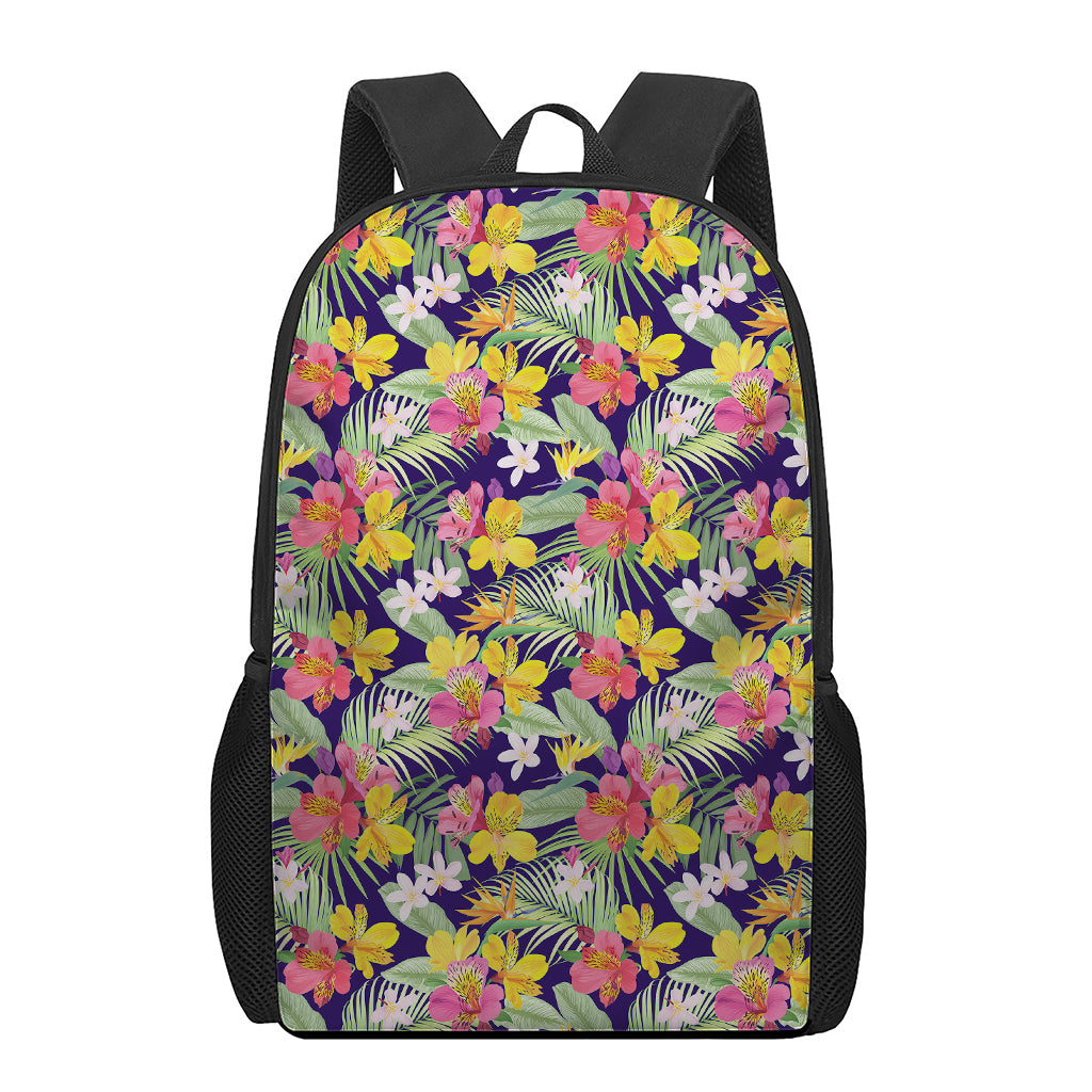 Tropical Alstroemeria Pattern Print 17 Inch Backpack