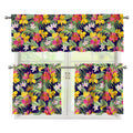 Tropical Alstroemeria Pattern Print 3 Piece Kitchen Curtains