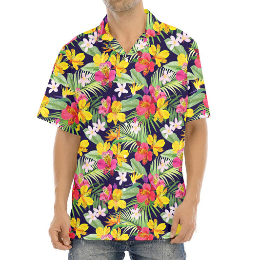 Tropical Alstroemeria Pattern Print Aloha Shirt