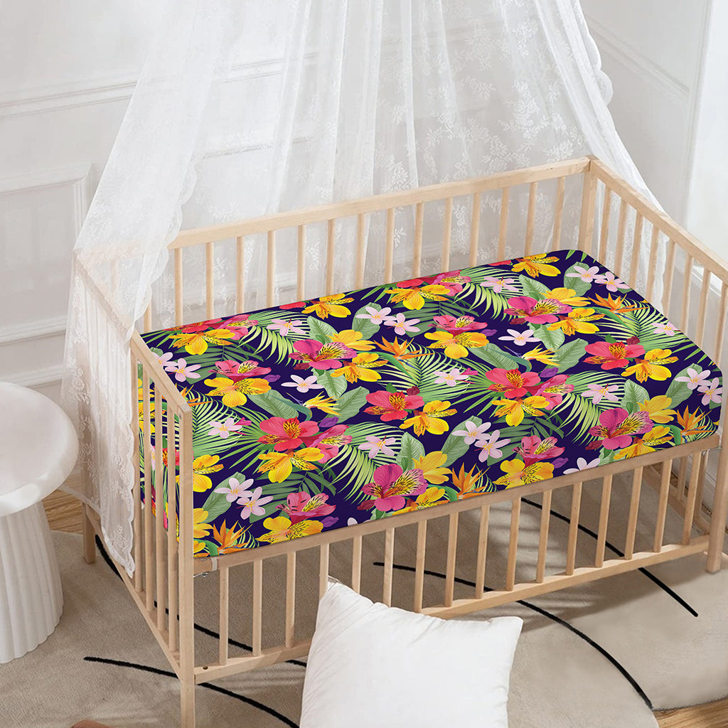 Tropical Alstroemeria Pattern Print Baby Crib Sheet