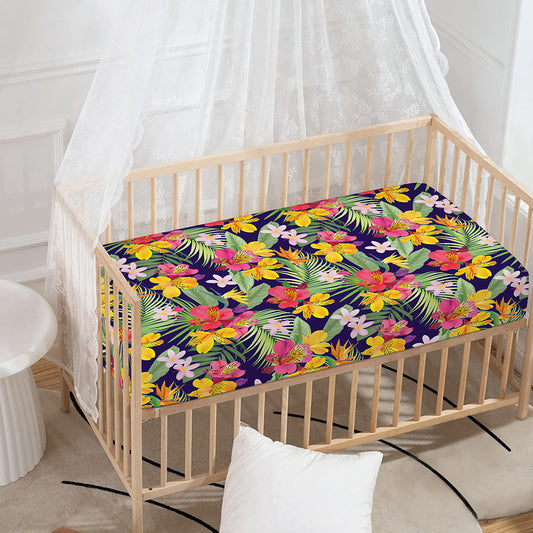 Tropical Alstroemeria Pattern Print Baby Crib Sheet