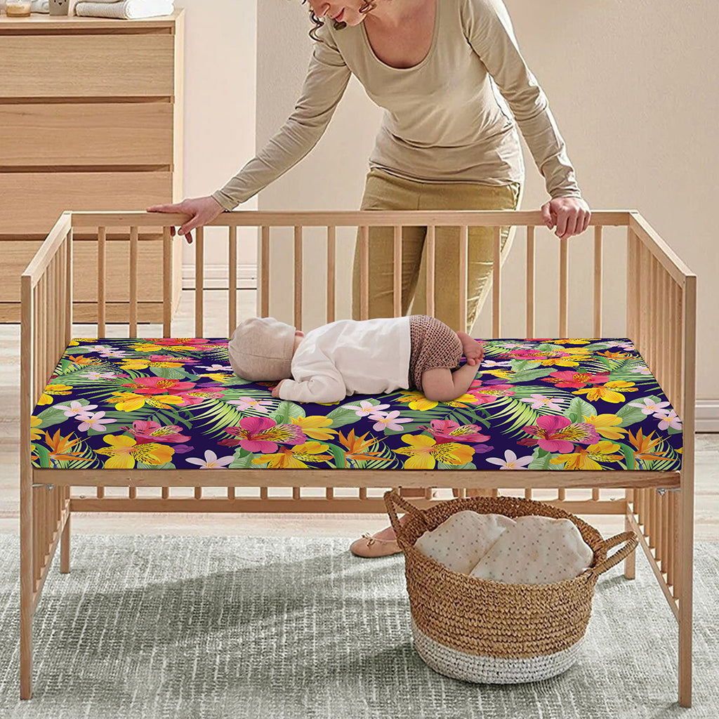 Tropical Alstroemeria Pattern Print Baby Crib Sheet