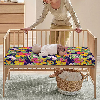 Tropical Alstroemeria Pattern Print Baby Crib Sheet