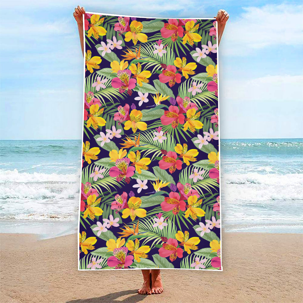 Tropical Alstroemeria Pattern Print Beach Towel