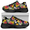 Tropical Alstroemeria Pattern Print Black Chunky Shoes