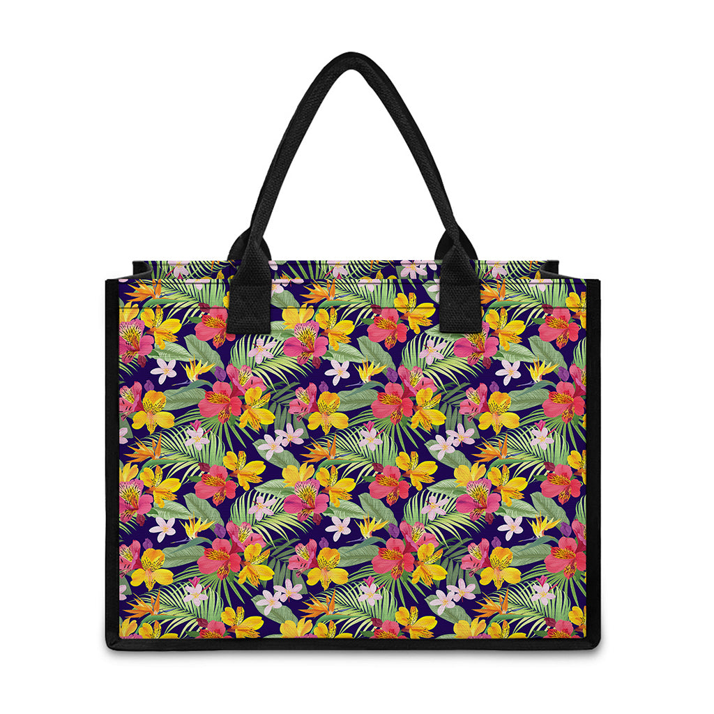 Tropical Alstroemeria Pattern Print Canvas Tote Bag