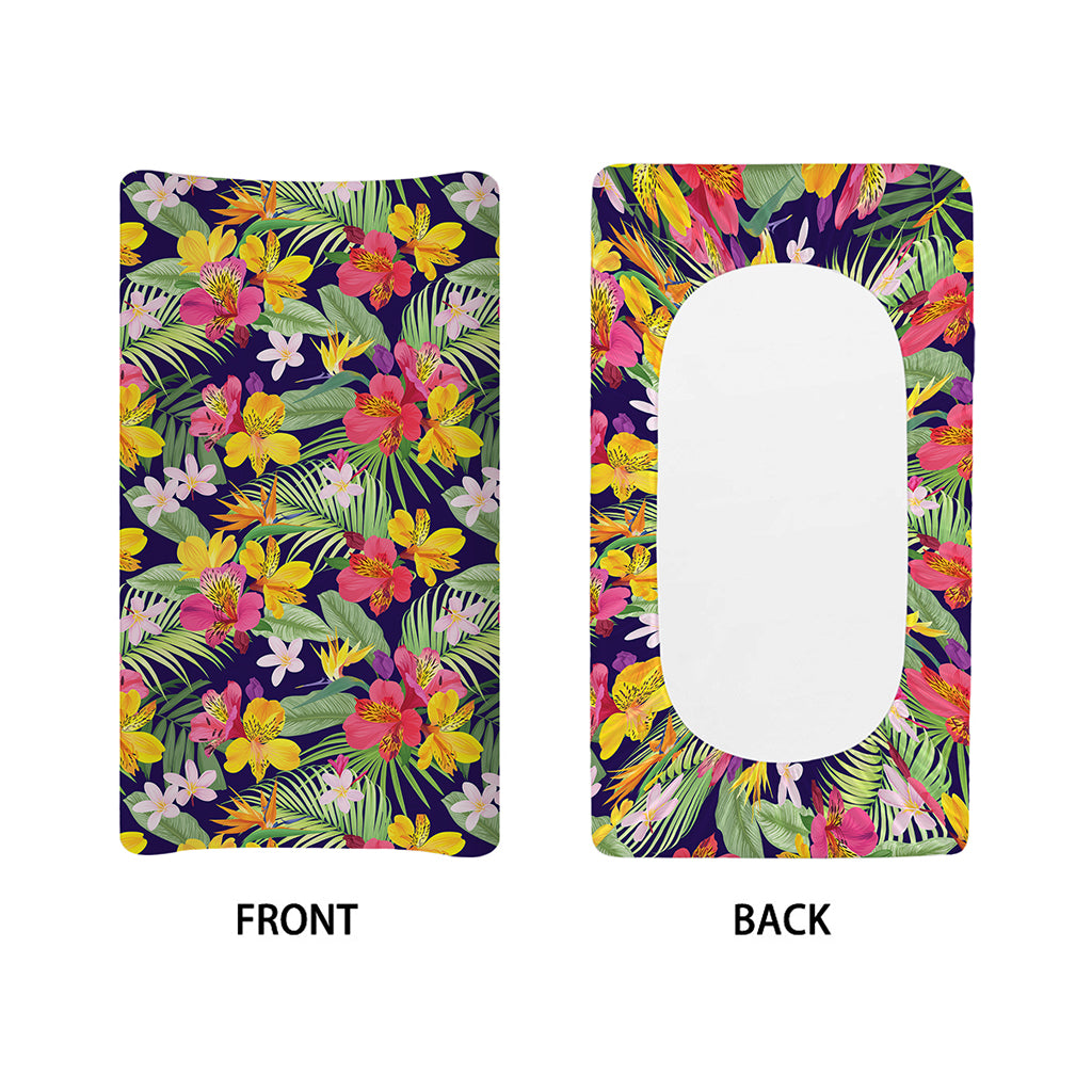 Tropical Alstroemeria Pattern Print Changing Pad Cover