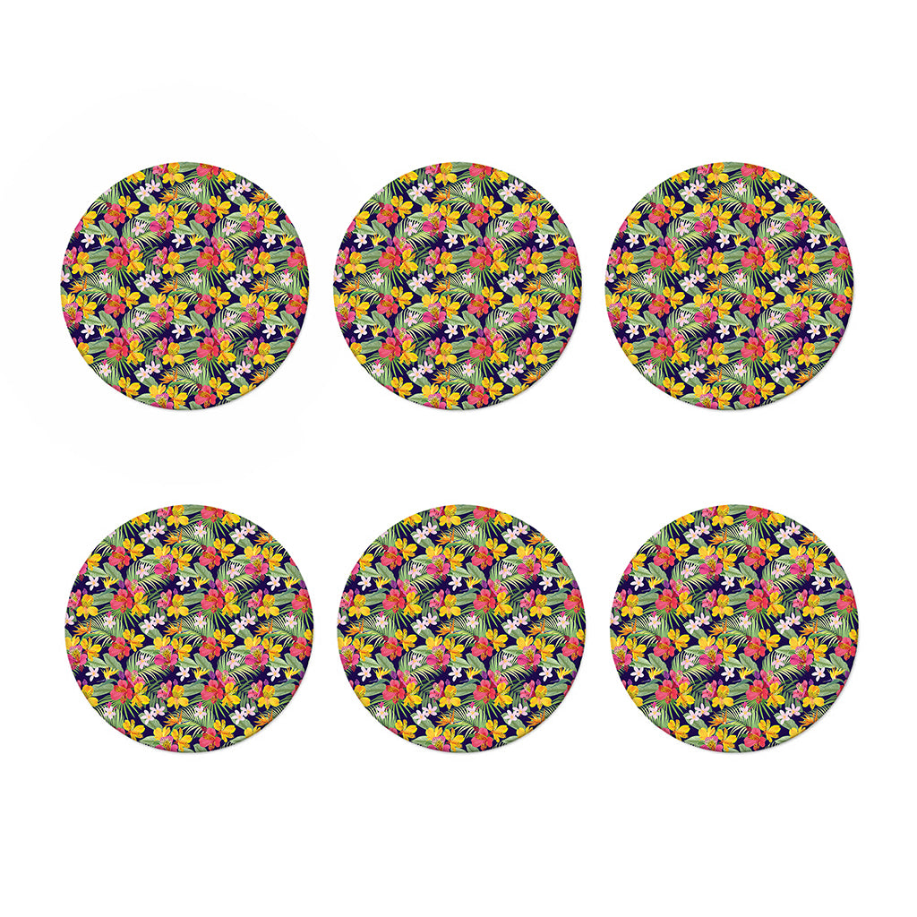 Tropical Alstroemeria Pattern Print Coaster Set