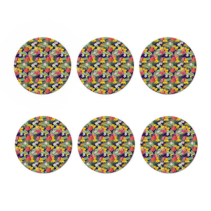 Tropical Alstroemeria Pattern Print Coaster Set