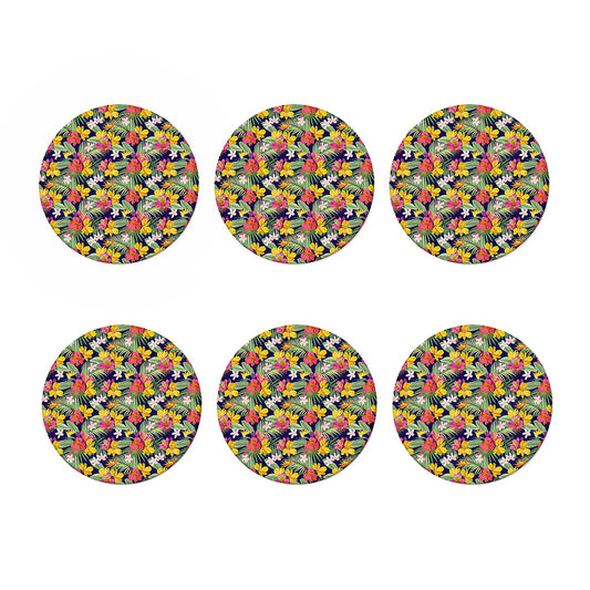 Tropical Alstroemeria Pattern Print Coaster Set