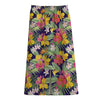 Tropical Alstroemeria Pattern Print Cotton Front Slit Maxi Skirt