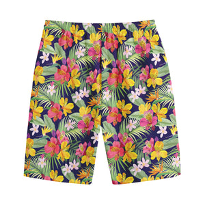 Tropical Alstroemeria Pattern Print Cotton Shorts