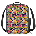 Tropical Alstroemeria Pattern Print Crossbody Lunch Bag