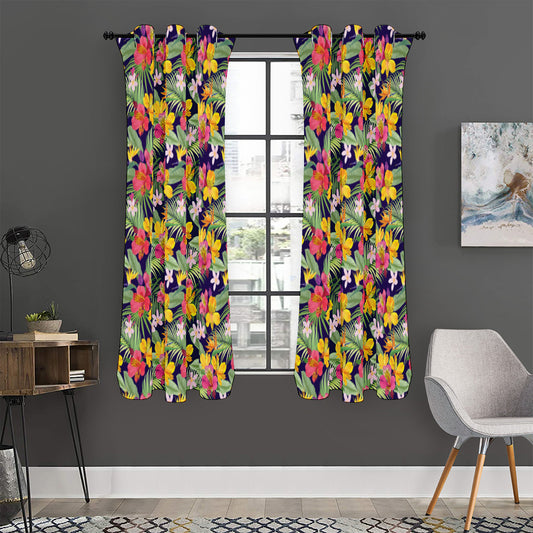 Tropical Alstroemeria Pattern Print Curtain