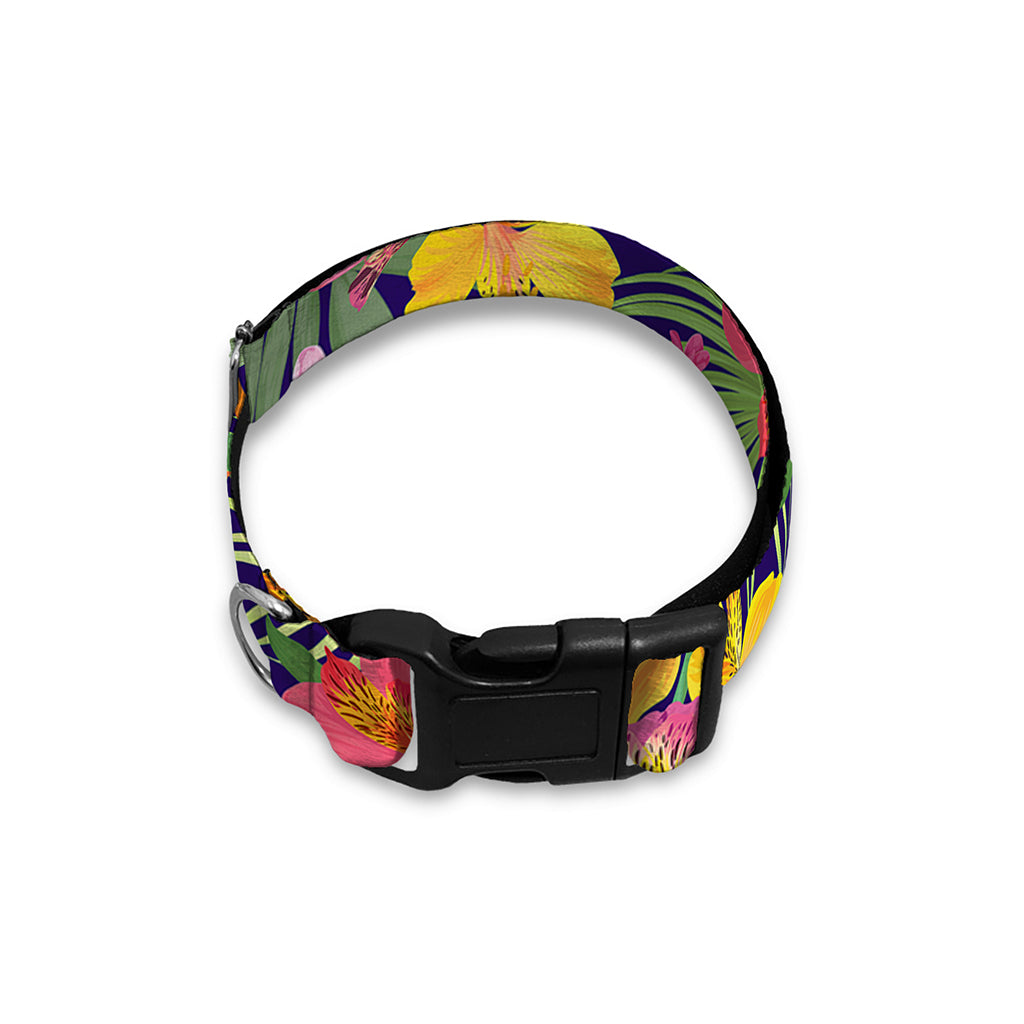 Tropical Alstroemeria Pattern Print Dog Collar
