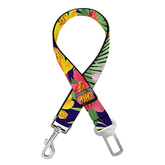 Tropical Alstroemeria Pattern Print Dog Seat Belt