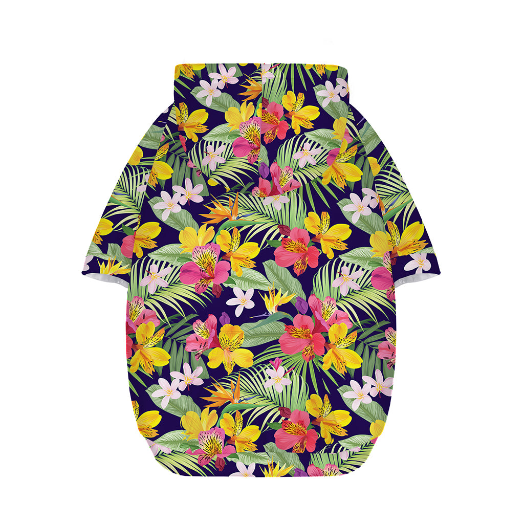 Tropical Alstroemeria Pattern Print Dog Zip Up Hoodie