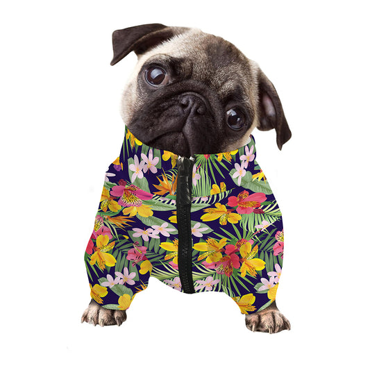 Tropical Alstroemeria Pattern Print Dog Zip Up Jacket