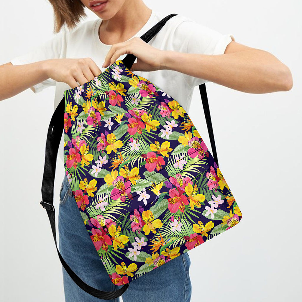 Tropical Alstroemeria Pattern Print Drawstring Backpack