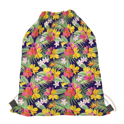 Tropical Alstroemeria Pattern Print Drawstring Bag