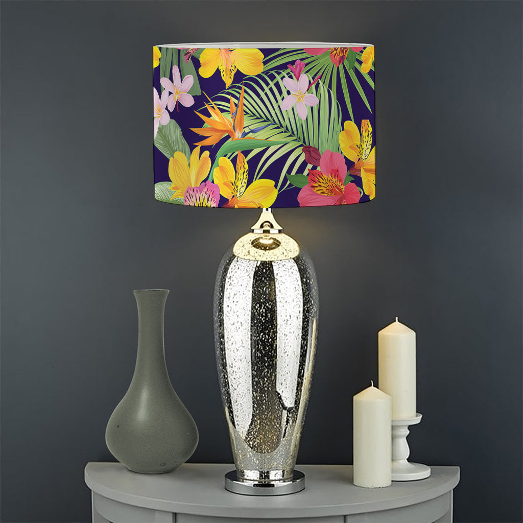 Tropical Alstroemeria Pattern Print Drum Lamp Shade