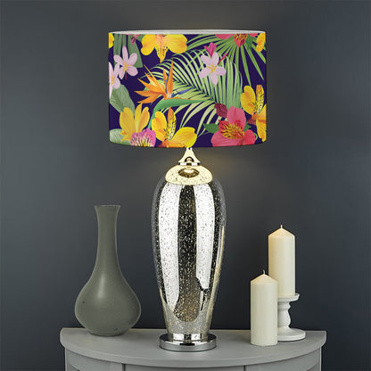 Tropical Alstroemeria Pattern Print Drum Lamp Shade
