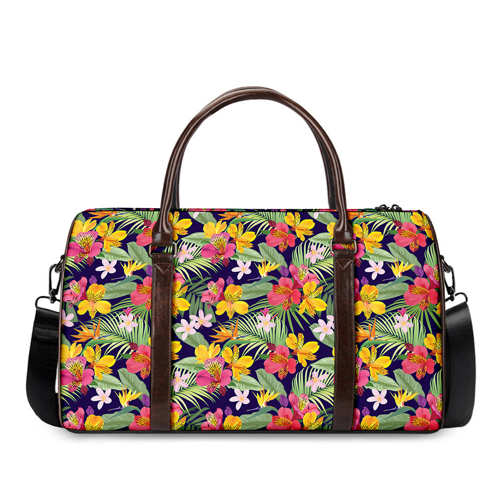 Tropical Alstroemeria Pattern Print Duffle Bag