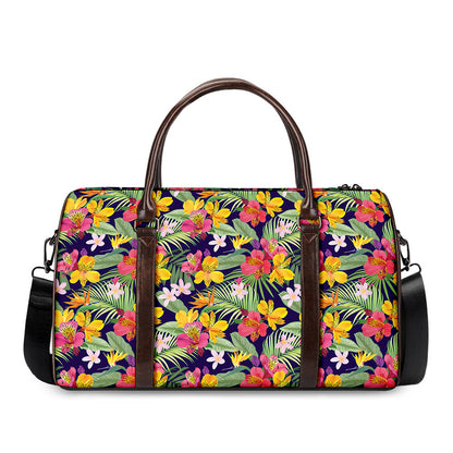 Tropical Alstroemeria Pattern Print Duffle Bag