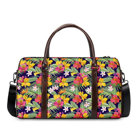 Tropical Alstroemeria Pattern Print Duffle Bag