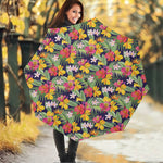 Tropical Alstroemeria Pattern Print Foldable Umbrella