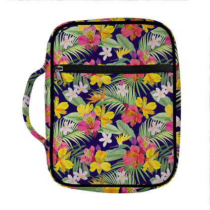Tropical Alstroemeria Pattern Print Front Pocket Bible Bag