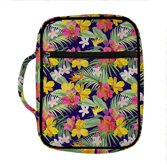 Tropical Alstroemeria Pattern Print Front Pocket Bible Bag
