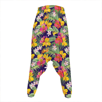 Tropical Alstroemeria Pattern Print Hammer Pants