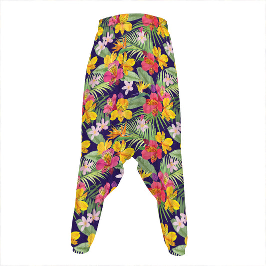 Tropical Alstroemeria Pattern Print Hammer Pants