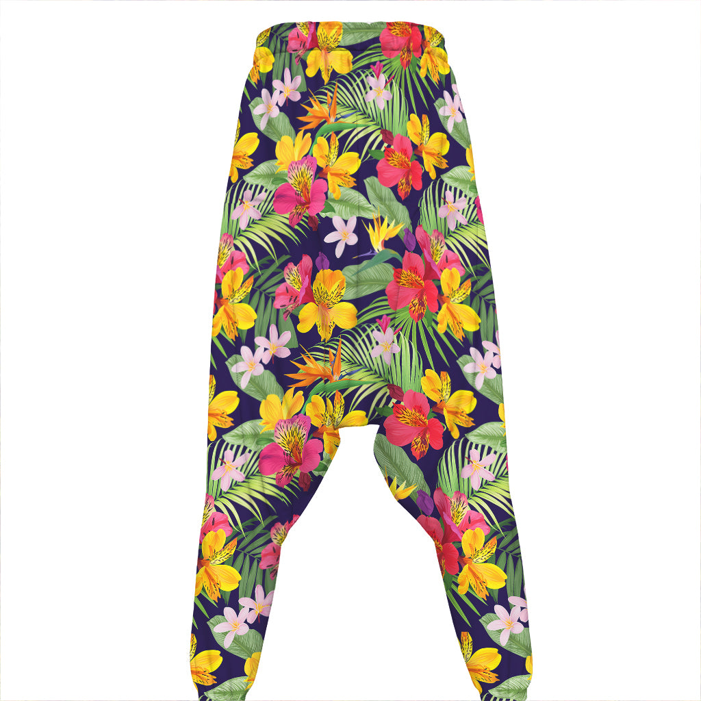 Tropical Alstroemeria Pattern Print Hammer Pants